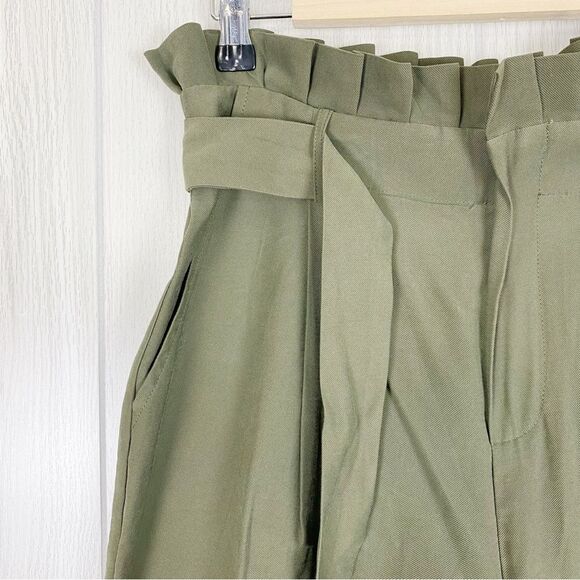Lulu's | Olive Green Sebastian High Rise Tie Waist Pants Size Medium - Picture 3 of 8